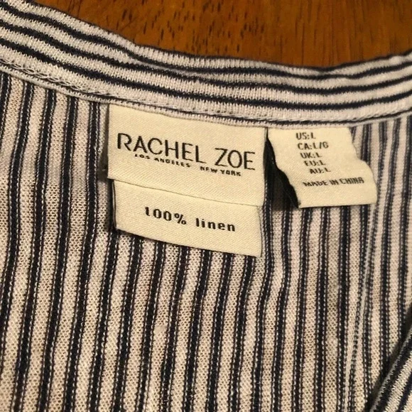 Rachel Zoe button down linen top, tie front - Picture 5 of 17